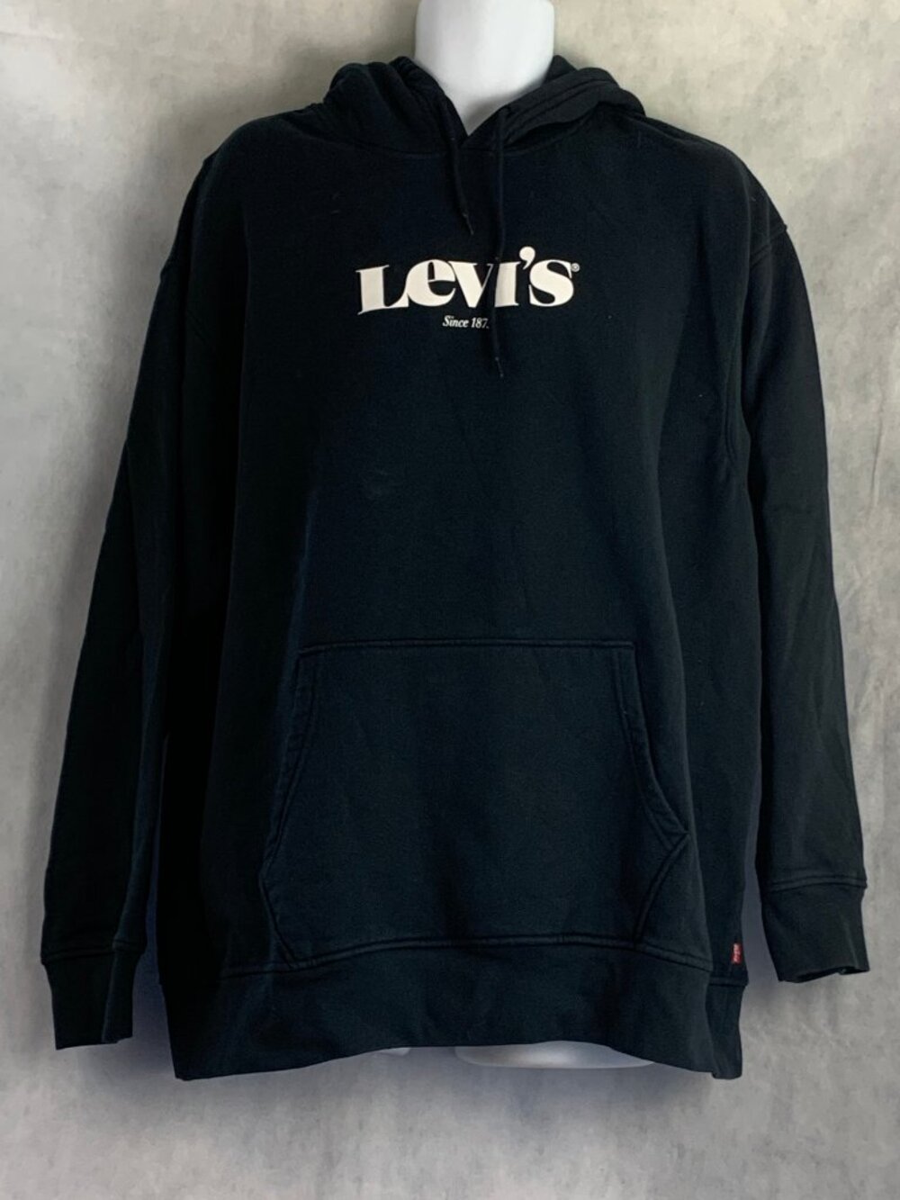 Levi's Men's Logo Relaxed Fit Cotton Blend Fleece Hoodie, Caviar Black, XXL